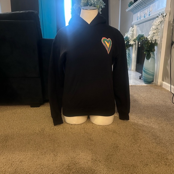 Kids Worldwide Other - Black Hoodie with Multicolor Heart Patch